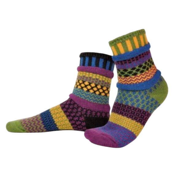 Soulmates Crew Socks Recycled Cotton Striped Geometric Bright Multicolor Funky - Picture 1 of 8